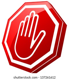 Stop Red Glossy Hand