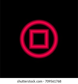 Stop red glowing neon ui ux icon. Glowing sign logo vector