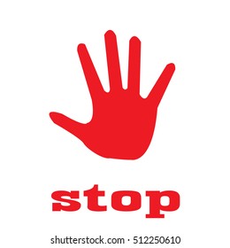 STOP! Red stop hand vector llustration