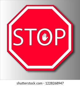 Stop Red Octagonal Stop Hand Sign Stock Vector Royalty Free Shutterstock