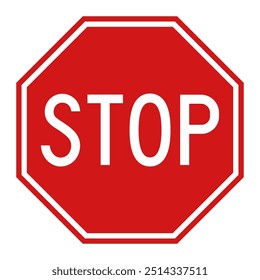 Stop red road sign isolated on white background. Vector