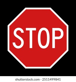 Stop red road sign. Vector