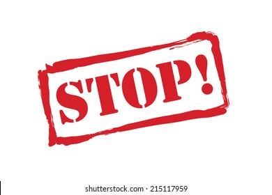 STOP! red rubber stamp vector over a white background.