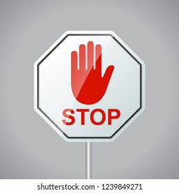 Stop red sign icon with red hand - stock vector