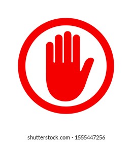 Stop red sign icon with hand - stock vector
