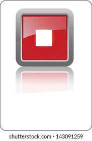 stop red square glossy web icon on white background