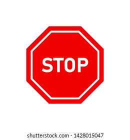 Stop red traffic sign. Red road isolated symbol. Attention road element. Stop move. EPS 10