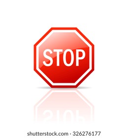 Stop red vector sign on isolated white background