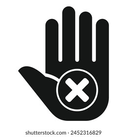Stop rejected palm icon flat vector. Check notice. Legal exclamation