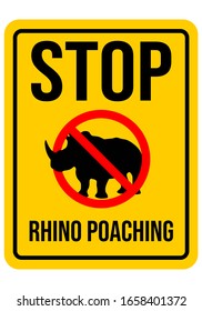 Stop Rhino Poaching No Hunting Warning Stock Vector (Royalty Free ...