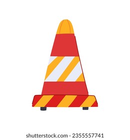 Straßensperrkartoon stoppen. Sicherheitsstraße, Reparaturgrenze, Leitmarkierung der Kegelblockade Straßensperrzeichen. einzelne Vektorgrafik-Vektorgrafik