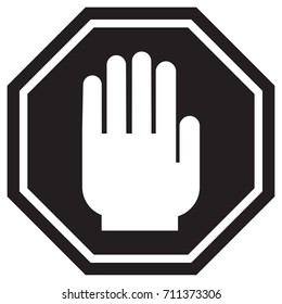 Stop road black sign