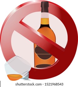 Stop road sign with alcohol drinks