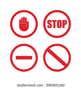 Stop road sign. Blank street traffic, danger stopping gesturing boards. Travel signage vector set isolated over white background. Highway transporation directional guide.