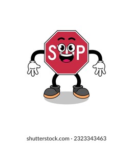 stop road sign cartoon with surprised gesture , character design