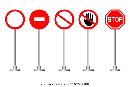 Stop road sign collection, Traffic icon set, vector illustration
