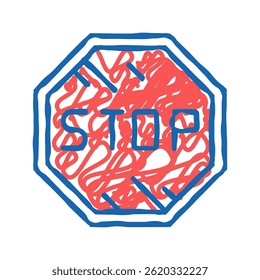Stoppschild Doodle Symbol Skizze Vektor. Stoppschild. einzelne Symbolgrafik