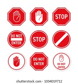 Stop Signs Collection Red White Traffic Stock Vector (Royalty Free ...