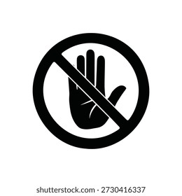 Señal de stop road. Vector de icono de parada de mano aislado