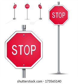 Stop Road Sign High Detailed And Isometric