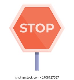 Stop road sign icon. Cartoon of stop road sign vector icon for web design isolated on white background