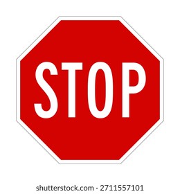 Stop road sign, isolated on white background