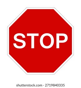 Stop road sign, isolated on white background