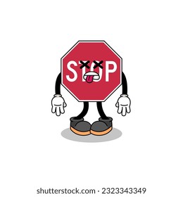 stop road sign mascot illustration is dead , character design