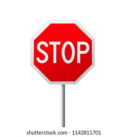 Stop road sign  - octahedral traffic sign