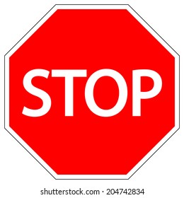 Stop road sign on white background. Vector illustration.