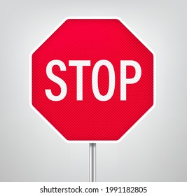 Stoppen Sie das Straßenschild. Realistische 3D-Vektorgrafik