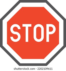 Stop road sign. Red octagon street symbol