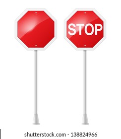 stop road sign with support