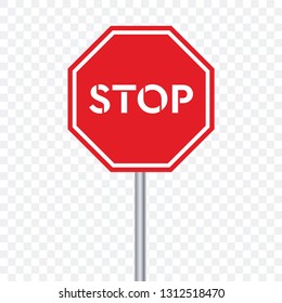 Stop road sign for traffic on transparent background