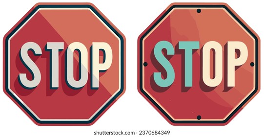 Stop road sign vector illustrator image. Two in one high quality sharp image for printing.