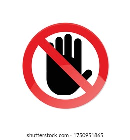 Stop roadsign with big hand symbol or icon for prohibited activities. Vector illustration.