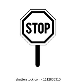 Stop roadsign isolated in black and white