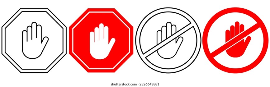 stop roadsign set isolated on white background