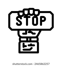 stop robot hand gesture line icon vector. stop robot hand gesture sign. isolated contour symbol black illustration