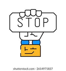 stop robot hand gesture line icon vector. stop robot hand gesture sign. isolated symbol illustration