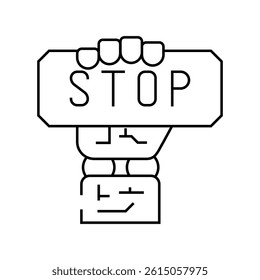 stop robot hand gesture line icon vector. stop robot hand gesture sign. isolated contour symbol black illustration