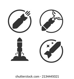 Juego de iconos para detener la agresión rusa. no hay guerra, no hay icono de vector de armas