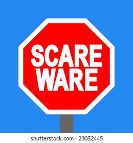 stop scareware sign on blue sky illustration