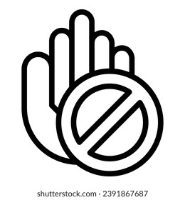 Detener el vector de contorno de iconos de abuso escolar. Abuso infantil. Molestia estudiantil
