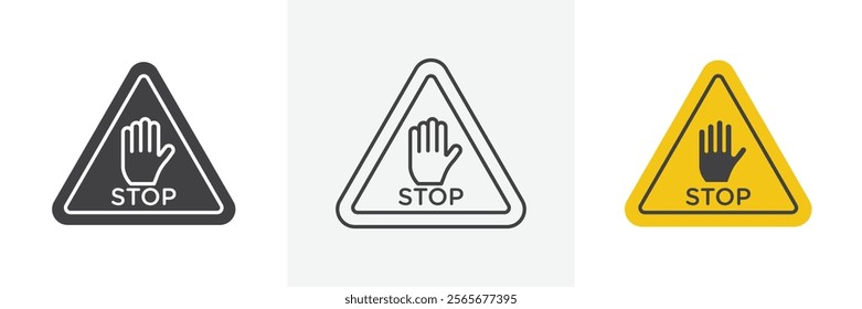 Stop security signs set in black and colored versions