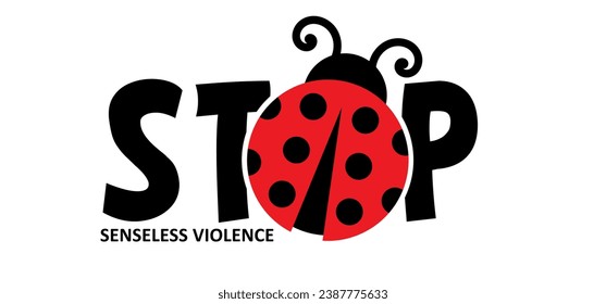Stop senseless violence. Walking route. Ladybug in Holland style, the sidewalk tile with the ladybug is a symbol against 