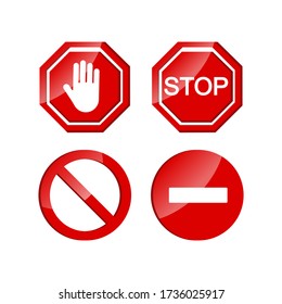 Stop set icon. Prohibited symbol flat on an isolated white background. EPS 10 vector.