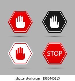 Stop set, icons. Graphic template. Vector background