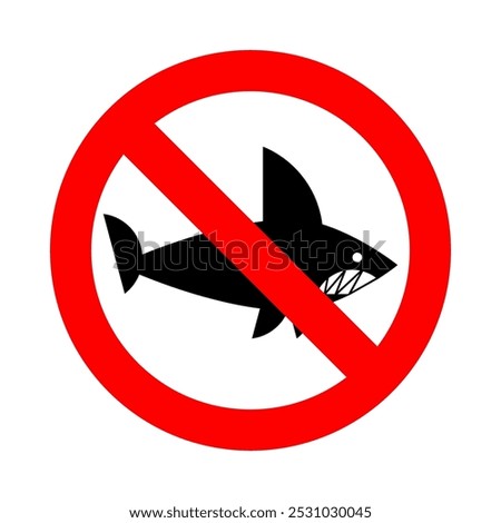 Stop Shark! Red prohibition sign. Ban Sharks