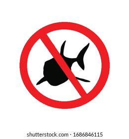 Stop shark sign, warning, vector illustration